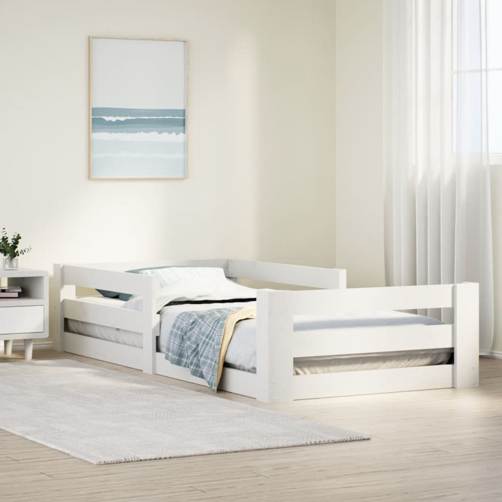 Vidaxl Bed Frame Without Mattress White 75X190 Cm Small Single Solid Wood Pine - Image 3