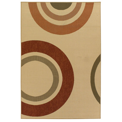 Tapis intérieur / extérieur rouge, orange, vert et beige Brynie