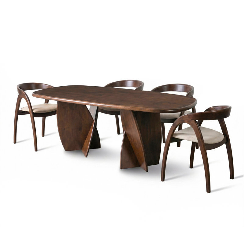 Ensemble de table de salle à manger 5 pièces Rozella, 5 pièces: table, 4 chaises