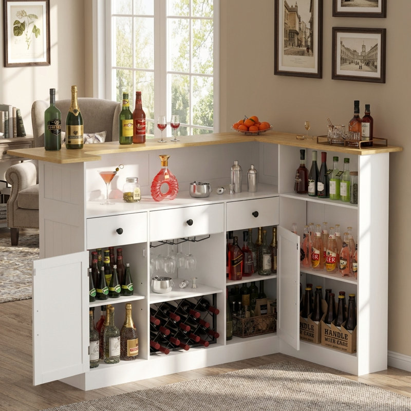Armoire de bar en L