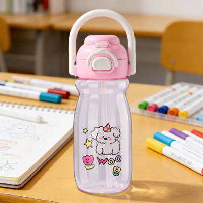Bouteille d'eau 700 ml haute apparence tasse de paille résistant à la chaleur bouteille d'eau tasse portative isolée avec paille pour adultes