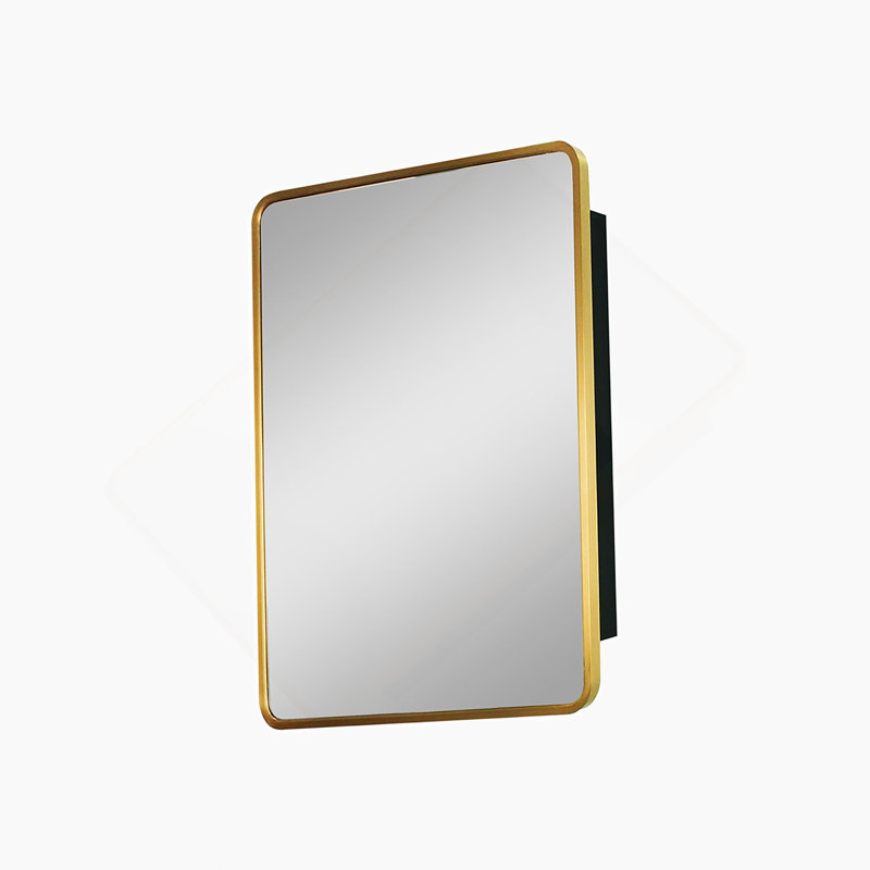 Armoire à pharmacie murale ou en métal avec miroir, H 30 po x l 24 po x P 4,9 po, Or / noir mat, No
