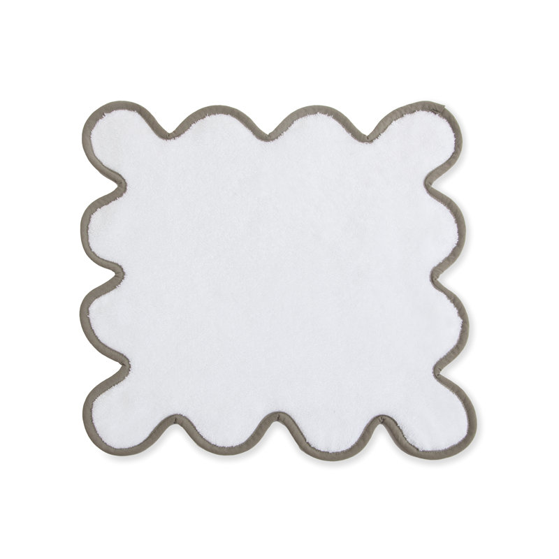 Scalloped Hand Towel, White/Gray, Washcloth