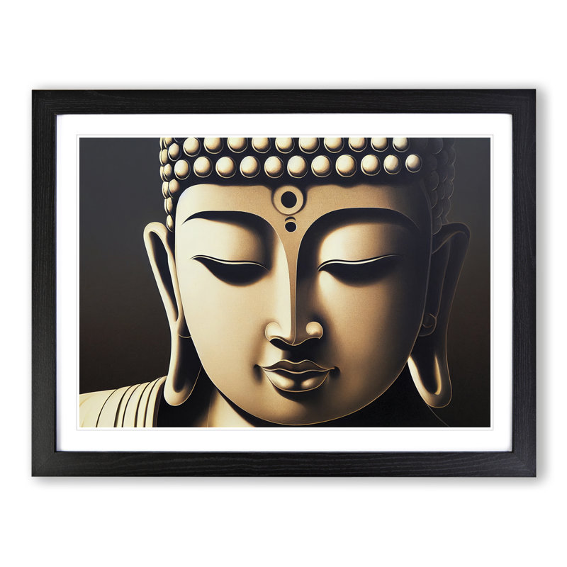 XH1022-6817X Peaceful Buddha - Picture Frame Print, Black Framed, 46cm H x 64cm W x 2cm D