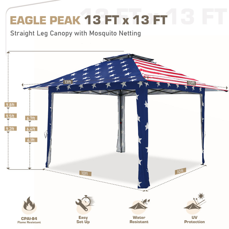 13 ft Brown Steel Patio Gazebo with Clear Roof