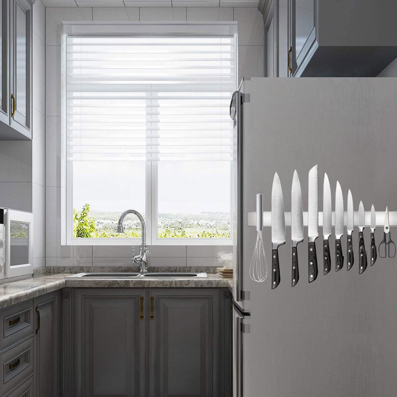 Ruban à couteaux double face 17 po, porte-couteaux magnétique en acier inoxydable SUS304 de qualité supérieure pour réfrigérateur et mur, peut être utilisé comme porte-couteaux, porte-outils, et plus encore
