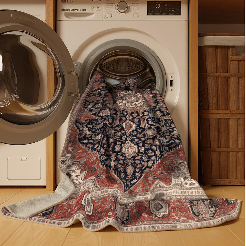 Machine Washable Persian Brown Area Rug, Square 5'