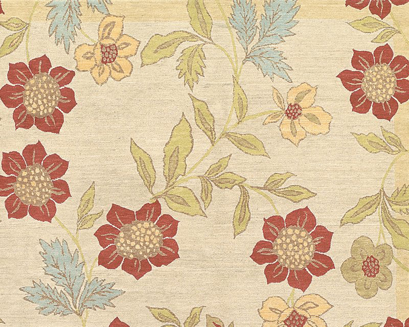 Chelsea Wool Floral Area Rug in Beige/Green, Rectangle 12' x 16'