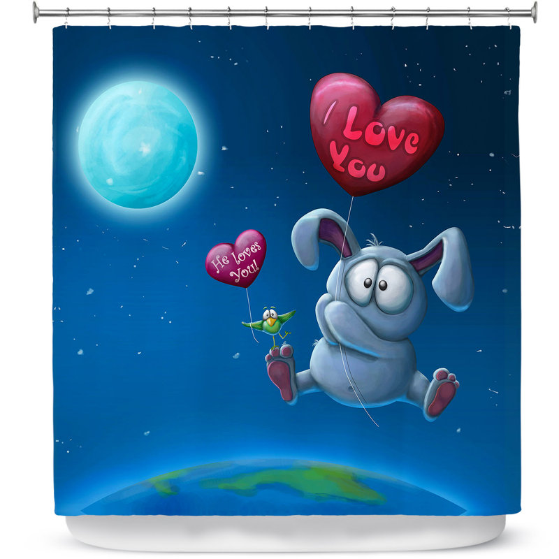 Rideau de douche simple ballon lapin