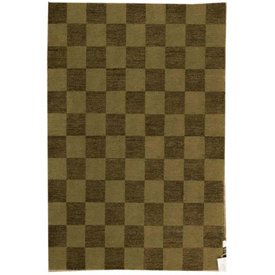 Tapis vert olive de haute qualité noué à la main