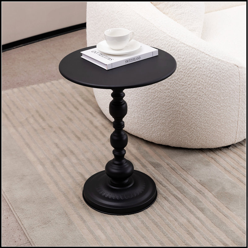 Table basse vintage en métal, table d'appoint ronde pour canapé ou chevet, idéale pour les petits espaces et comme élément décoratif dans le salon ou la chambre.