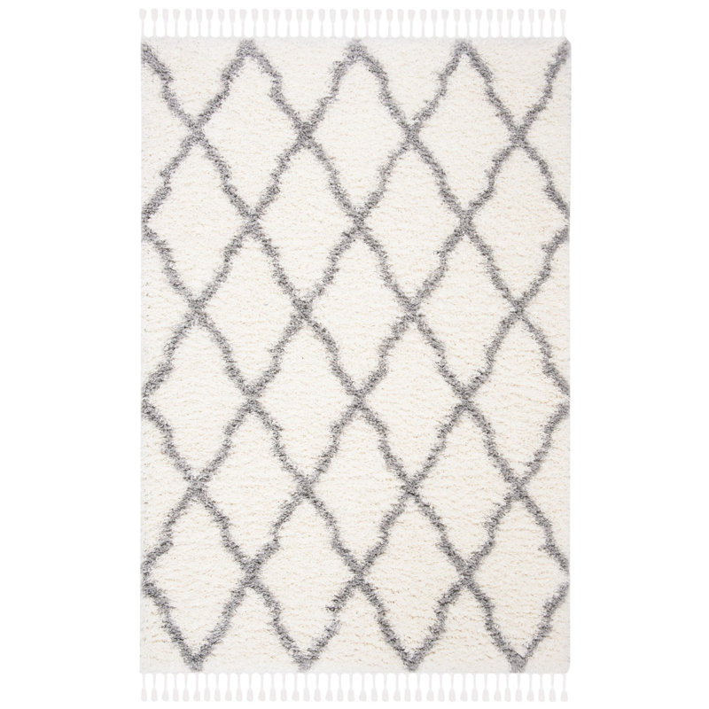 Imraan Moroccan Tassel Shag Performance Geometric Rug, Rectangle 5'3" x 7'6"