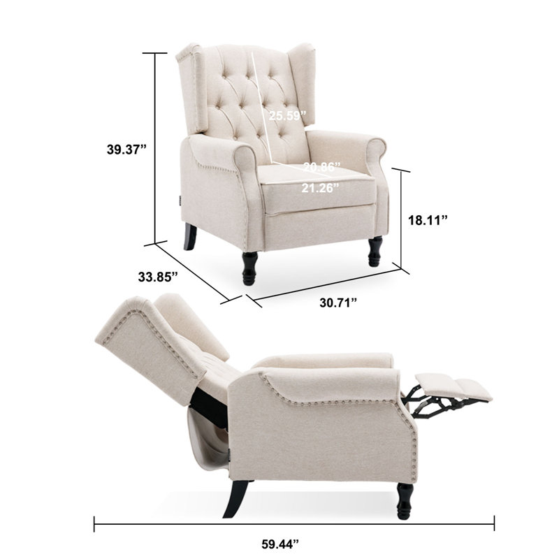 Druv Upholstered Recliner, Beige Flannelette