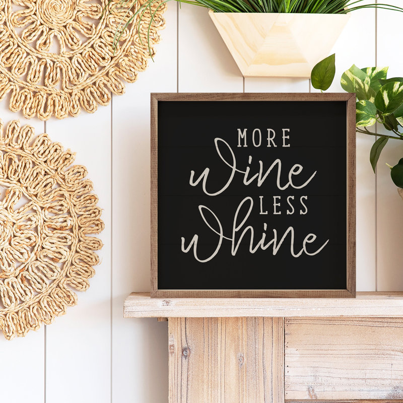 More Wine Less Whine Black, 4" H x 4" W