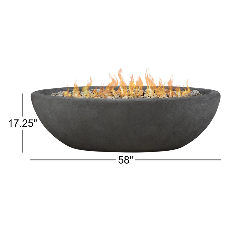 RIVERSIDE Oval Propane Fire Bowl by Real Flame, Shale, 17.25" H x 58" W x 32.25" D