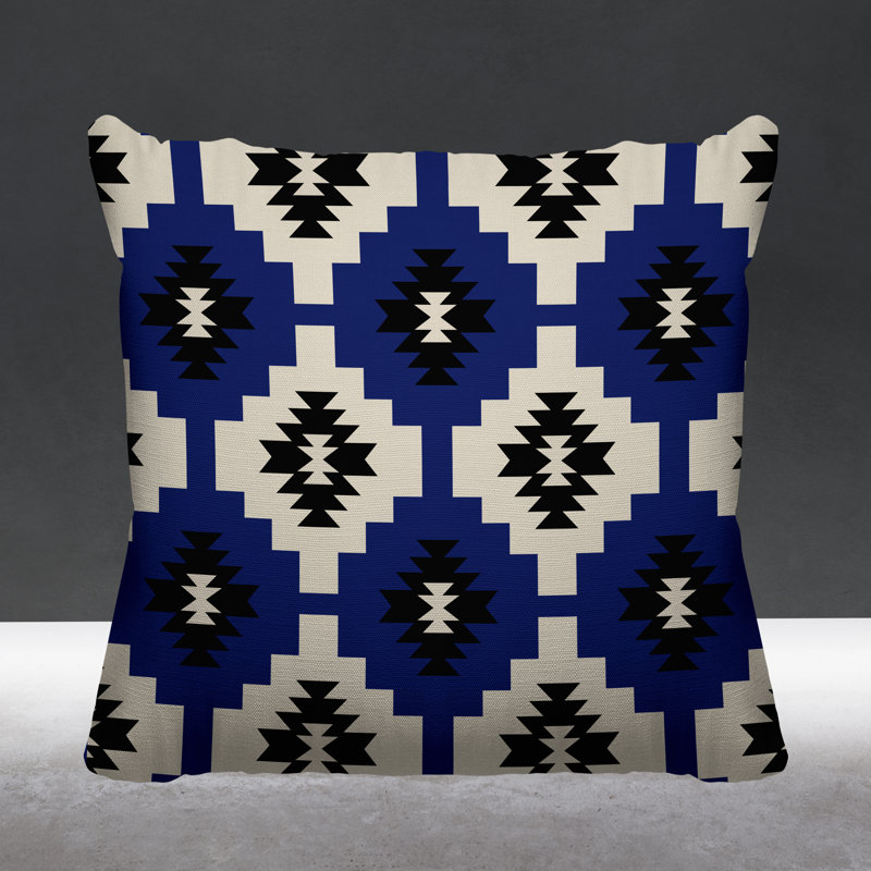 Hinto Outdoor Reversible Throw Pillow, 17H" x 17W", Navy Blue, Square