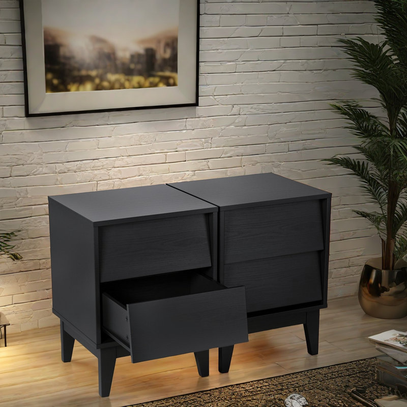 Ensemble de table de chevet de style rétro, Noir, noir, noir, noir