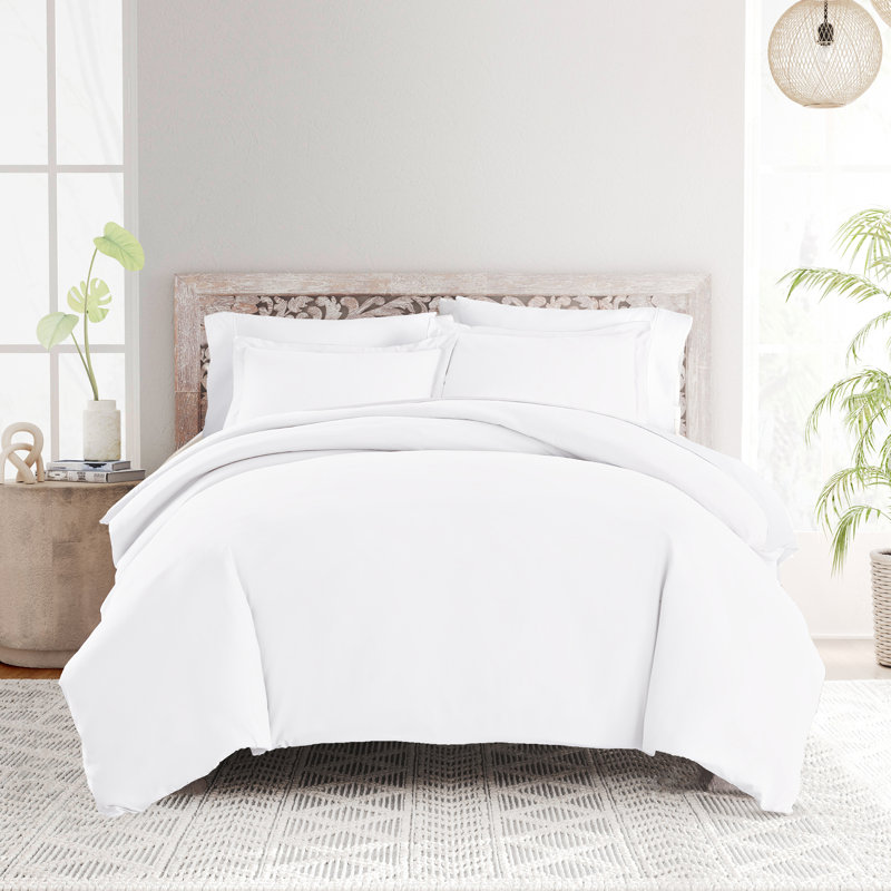 Super Soft Microfiber Duvet Cover Set, White, Queen Duvet Cover + 2 Shams
