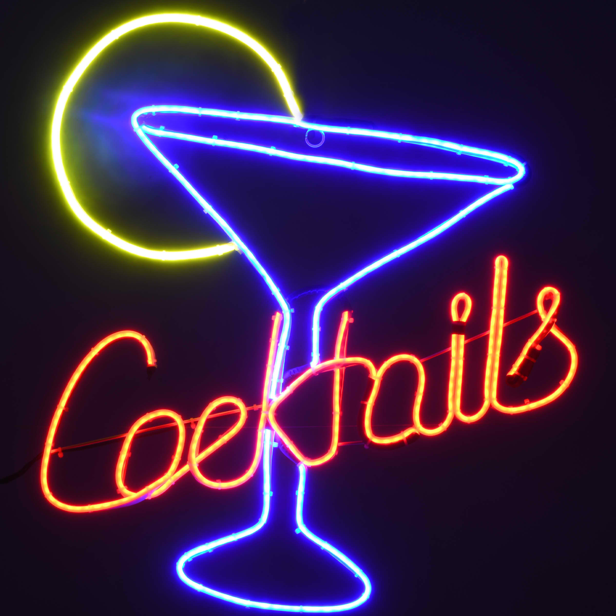 LED Cocktail Bar Neon Sign with Martini Glass