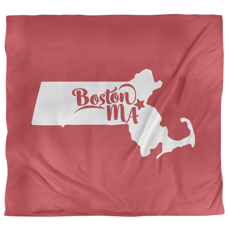 Ensemble de housse de couette boston massachusetts, Microfibre, Housse de couette pour très grand lit, Rouge