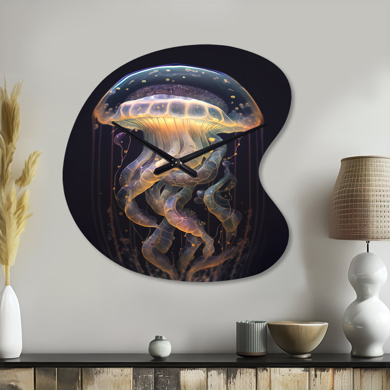 Jellyfish III - Drop Shape Large White Wall Clock Sculpture, Small