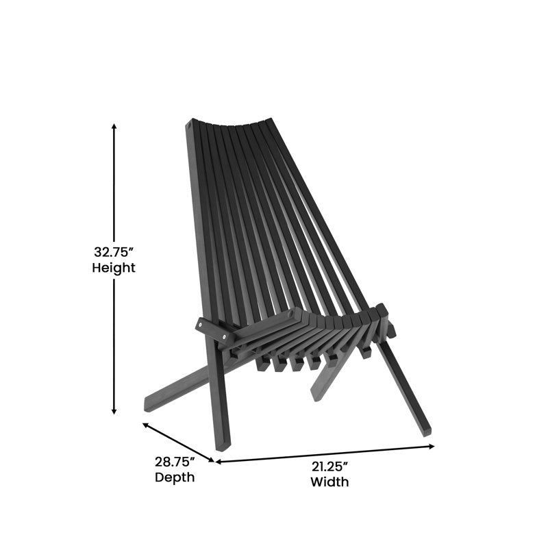 Chaise de patio pliante en bois d'acacia Leilahni, Noir