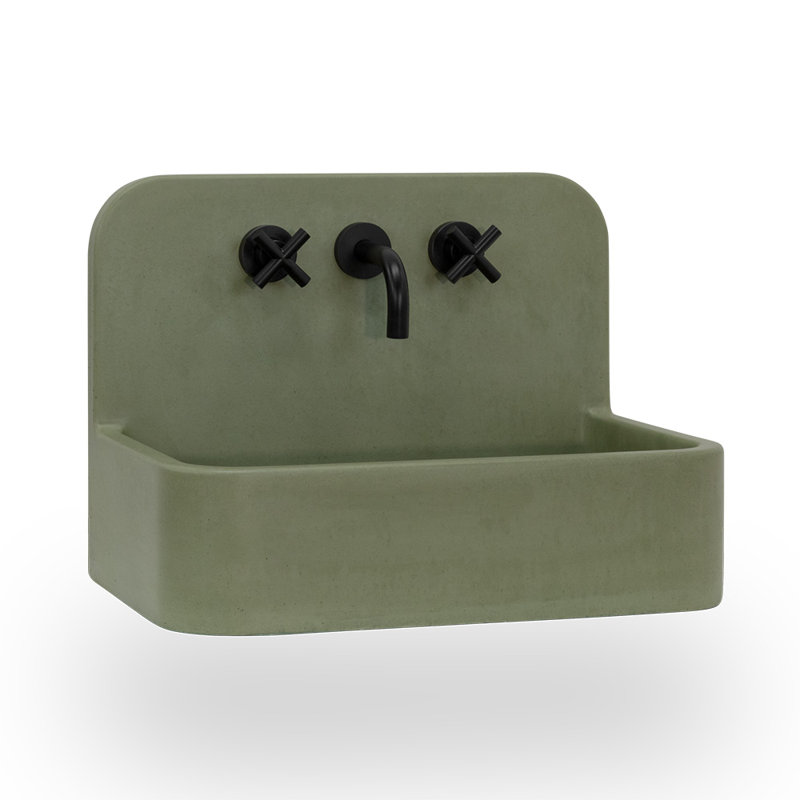 Newterra Handmade Concrete Wall/Vessel 22" Bathroom Sink, 3 Hole, Moss