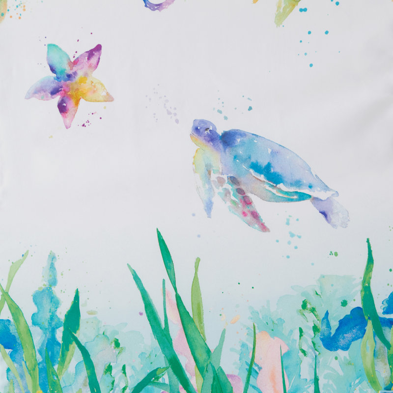 Ocean Watercolor Fish Fabric Blackout Shower Curtain