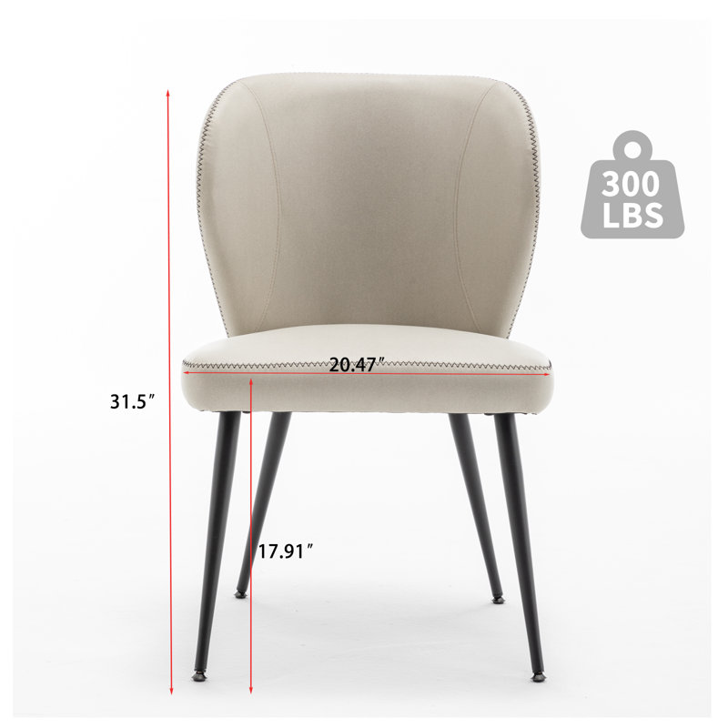 Ensemble de 6 chaises de salle à manger rembourrées avec dossier incurvé, chaises de salle à manger en similicuir pour restaurant, cuisine, salon et café