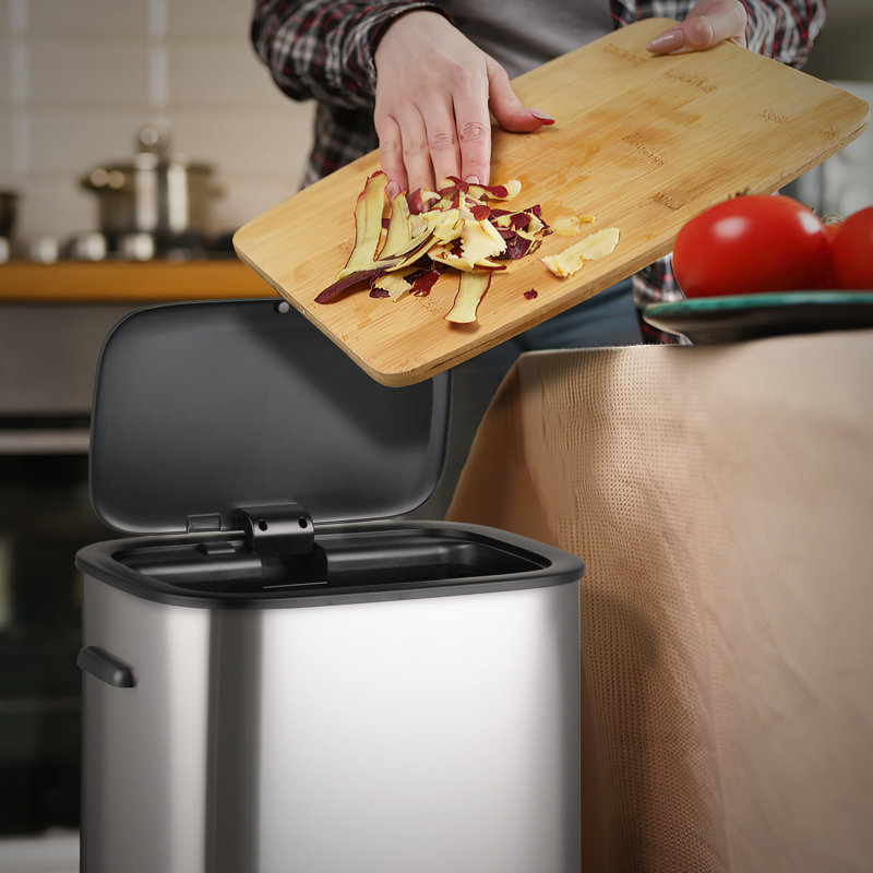 Black 14.5-Gallon Touchless Stainless Steel Automatic Trash Can