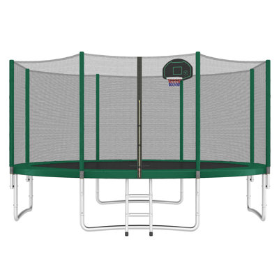 Trampoline de cour arrière de 14 pi avec enceinte sécuritaire Harper & Bright Designs