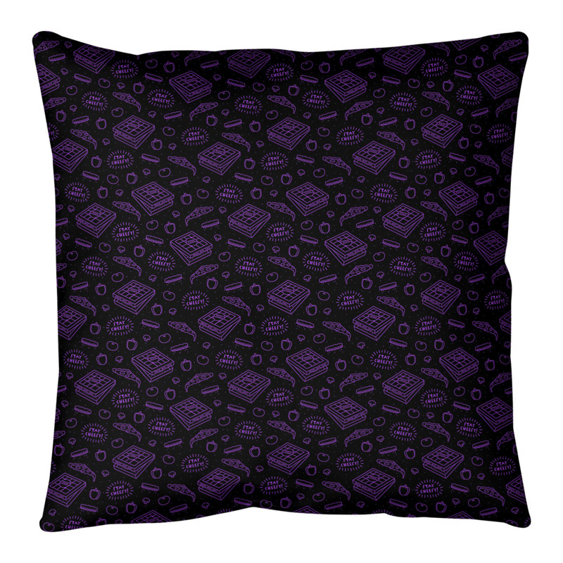 Coussin de sol pizza, H 28 po x l 28 po, Noir / Mauve