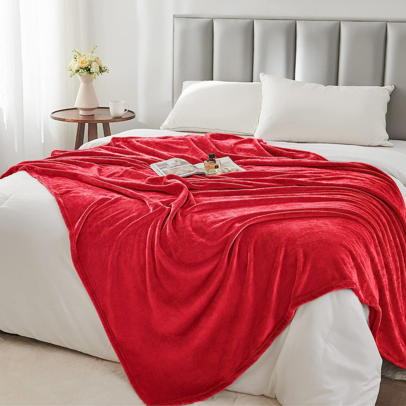 Amett Flannel Fleece Blanket, W150 x 200cm, Red