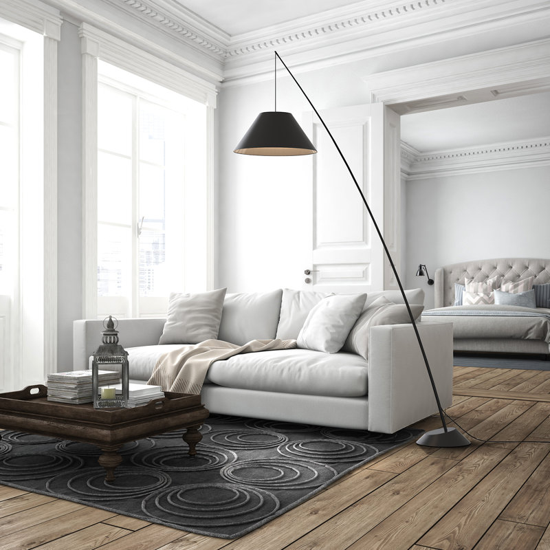 Collings 232cm Task Floor Lamp with Outlet, Black