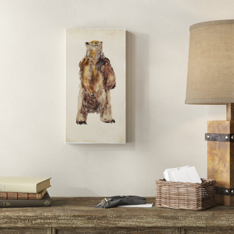 « brown bear stare i », peinture sur toile tendue, H 19 po x l 10 po x P 2 po