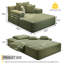 Luxueuse chaise longue en velours côtelé moelleux avec 3 coussins, canapé-lit convertible avec pochette de rangement, conception sans cadre et mousse à compression pour les petits espaces, salon, appartement, vert-125536674