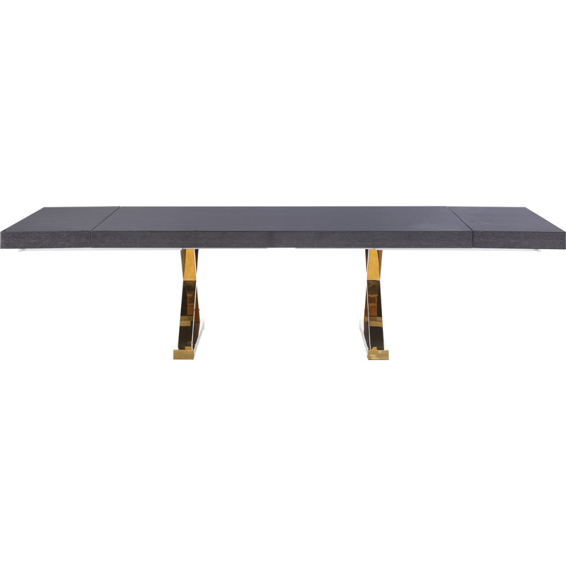 Table de salle à manger extensible Woolum, Doré, Gris