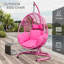Fauteuil suspendu d'extérieur 45,1 avec support, coussin épais et housse imperméable, chaise de patio en osier de rotin PE-105531156