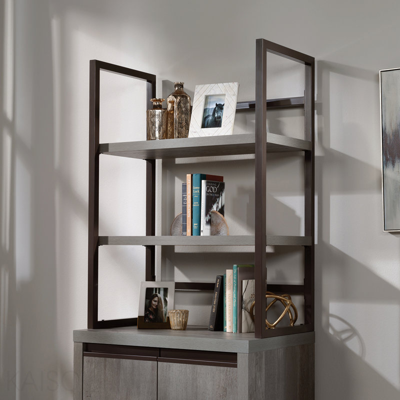 Library Hutch With Modern Design, Brown Finish