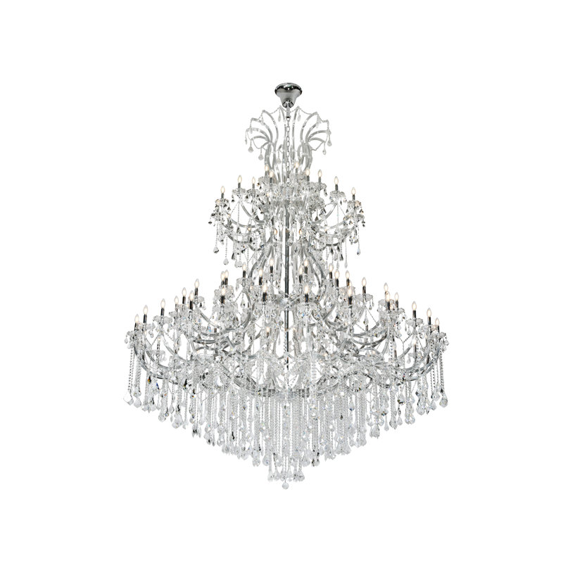 Lustre à niveaux 84 lumières style bougie Stockard, Coupe royale, Chrome chrome