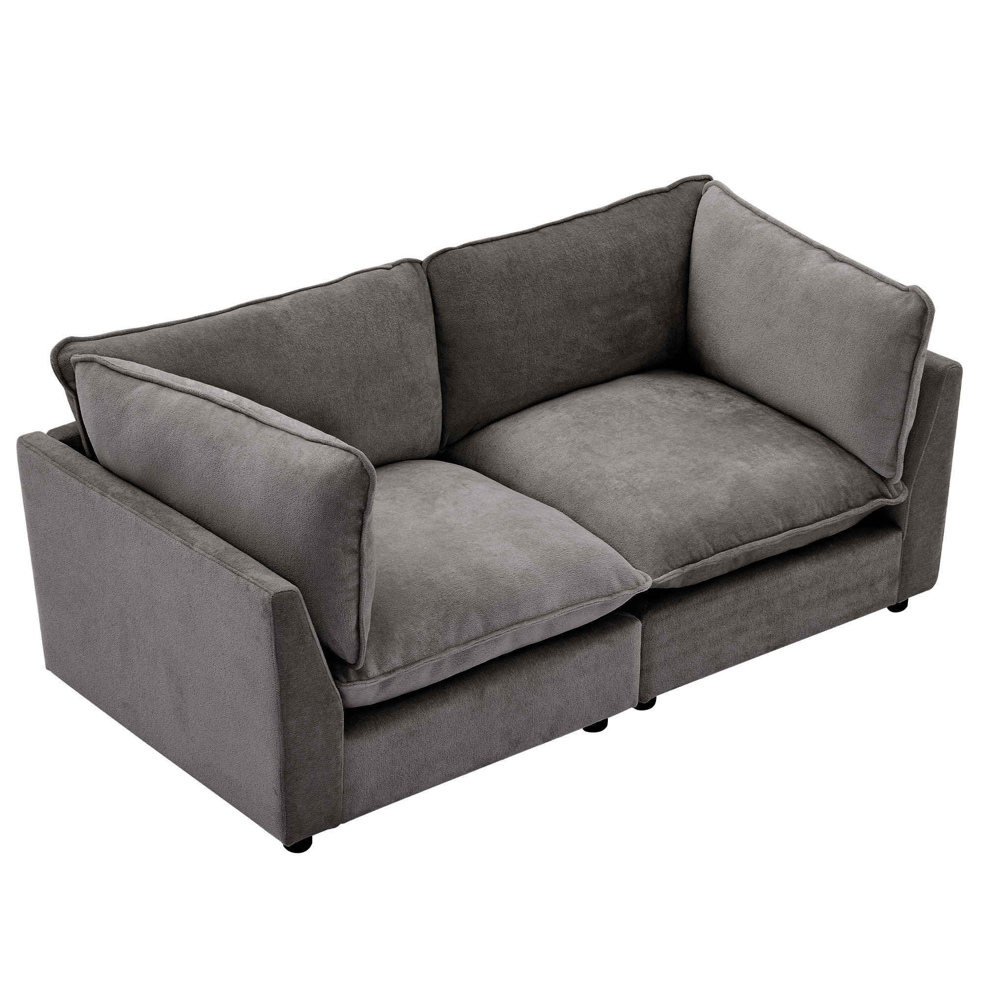 Eagan 74.8" 2 - Piece Modular Sofa, Dark Gray Chenille