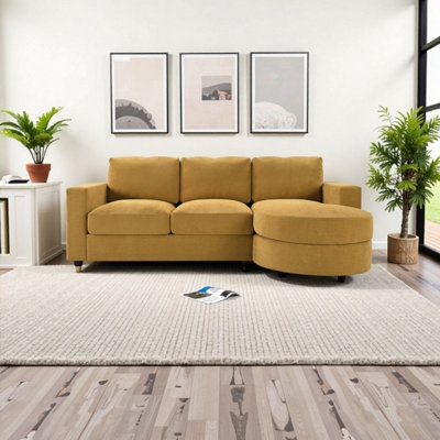 Modern L-Shaped Sectional Sofa with Curved Chaise Lounge Built-in USB Ports & Storage Pockets 84.6 Long