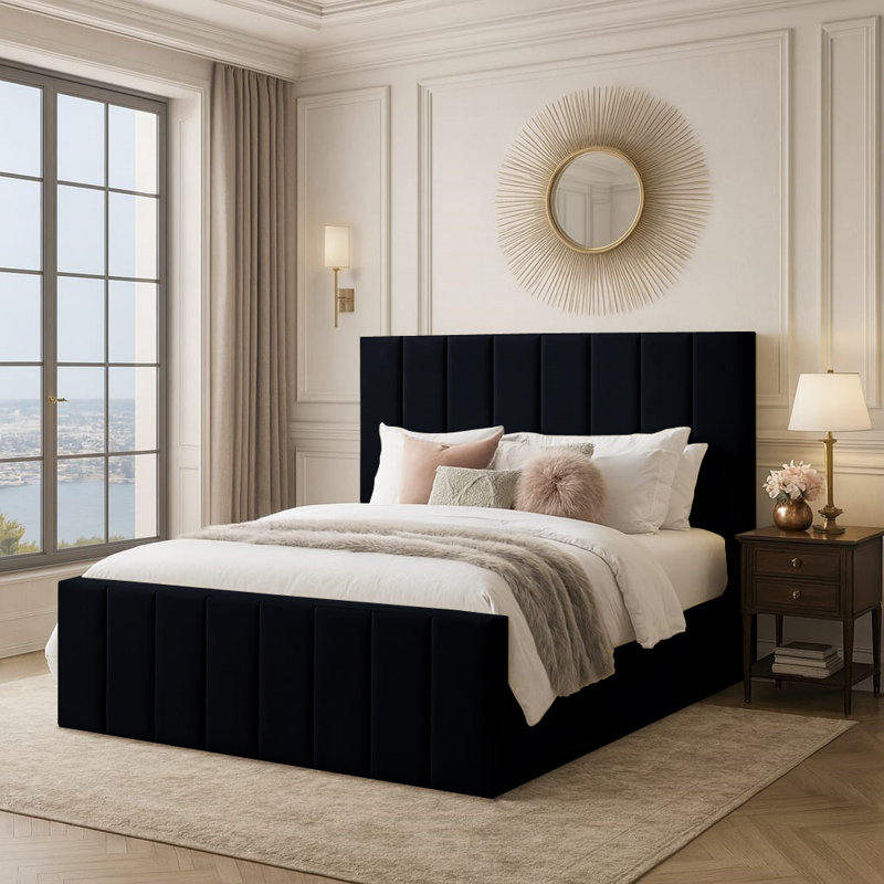 Judsonia Upholstered Ottoman Storage Bed, UK Super King - DE 180 x 200 cm, Black