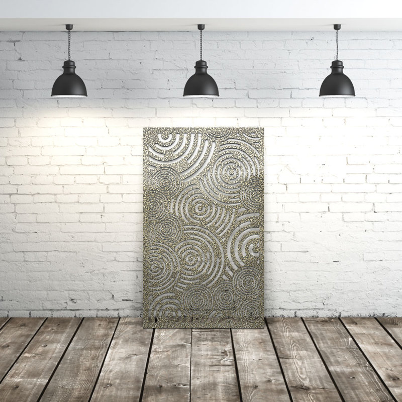 Panneau d'intimité en aluminium découpé au laser Modern, L 48 po x H 48 po, Veine d'or