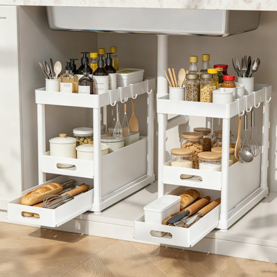 Ensemble de 2 organisateurs de rangement coulissants sous l'évier, rangement polyvalent pour armoire
