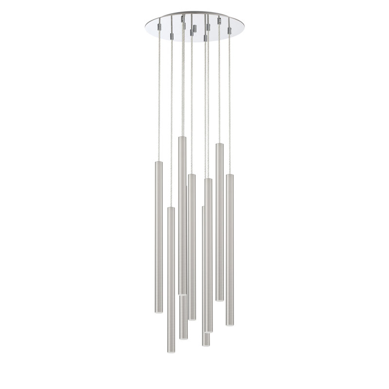 Bowning 9 - Light LED Cluster Pendant, Stain Nickel