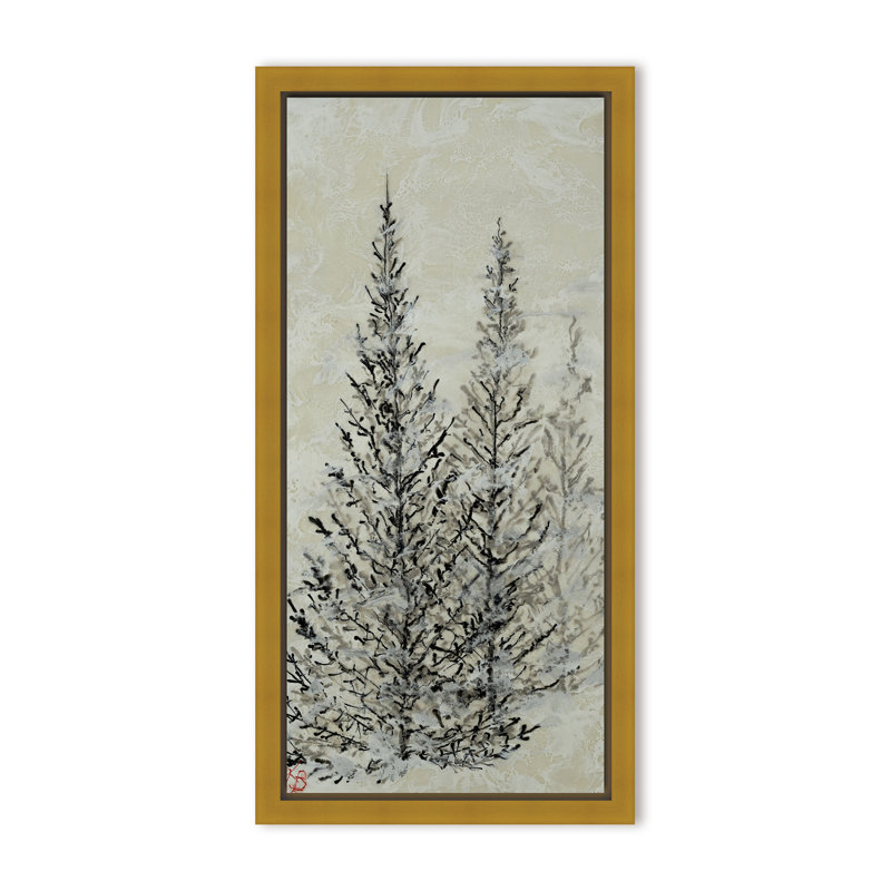 Nature Inspired "Silent Pines" Canvas Wall Art By , 24" H x 12" W x 1.125" D, Framed Matted Print, White