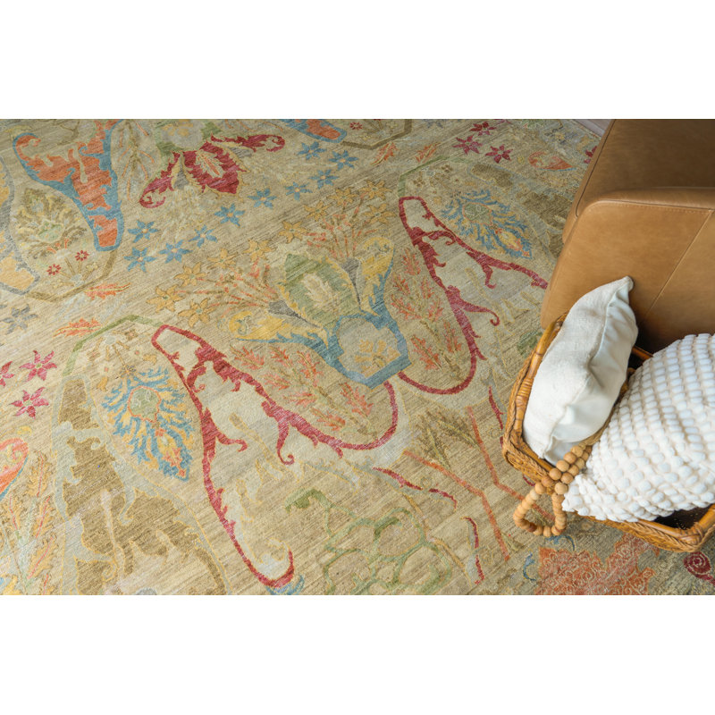 Antic Hand Knotted New Zealand Wool Camel Area Rug, 10'X14'
