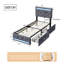 Storage Bed with Drawers, LED Lights and USB-C Charging Port, Tufted Fabric Upholstered Platform Bed, Quiet Slat Support-1640909815