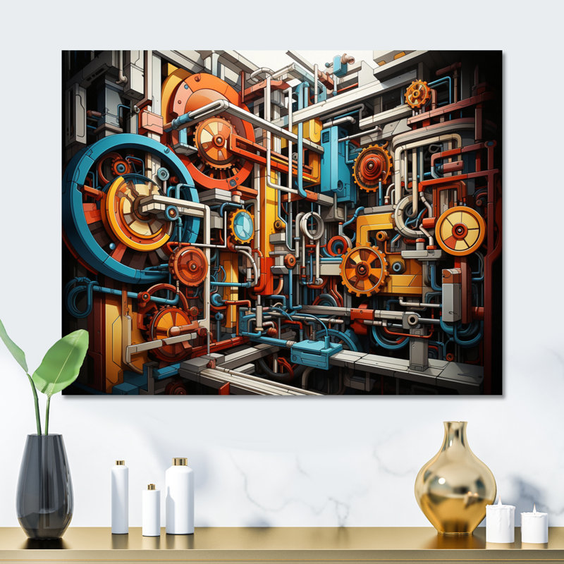 Constructivism Industrial Symphony II - Constructivism, impression d'art mural en métal, H 12 po x l 20 po x P 1 po